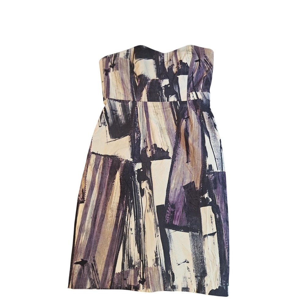 Liquid Dress Womens 4 Multicolor Abstract Geometric Sweetheart‎ Sheath Party